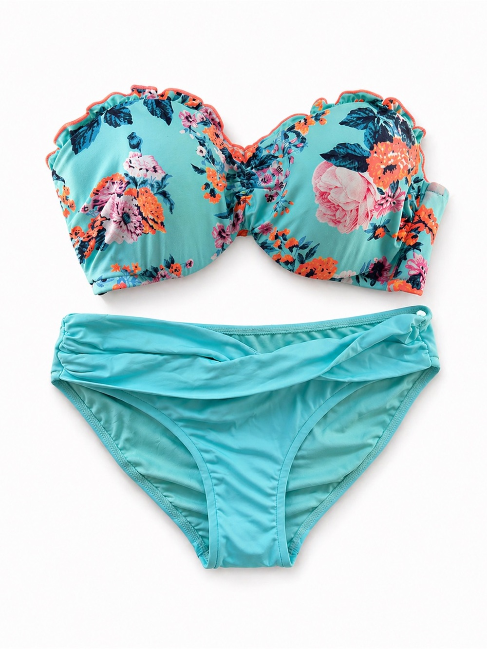 *NWT* Seafolly Turquoise Floral Bandeau Bikini Top - Picture 4 of 4